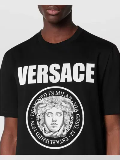 Versace T-shirt With Logo In Black