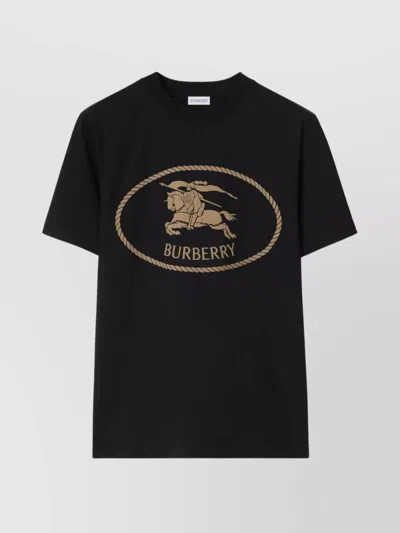 Burberry Knight Stamp Cotton T-shirt In Black
