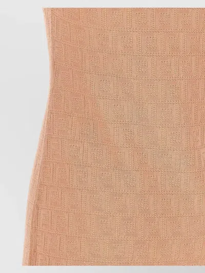 Fendi Ff Jacquard Knitted Mini Dress In Neutral
