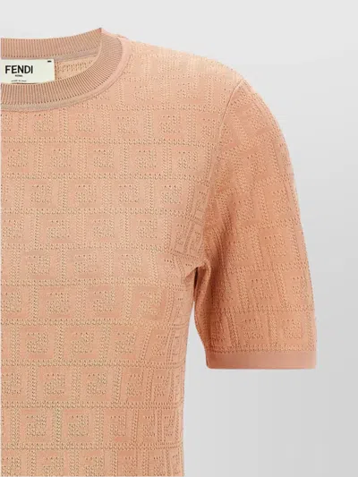 Fendi Ff Jacquard Knitted Mini Dress In Neutral