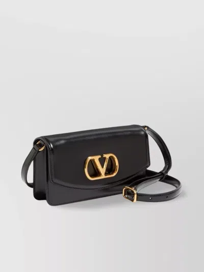 Valentino Garavani Vain Small Vlogo Leather Clutch Bag In Black