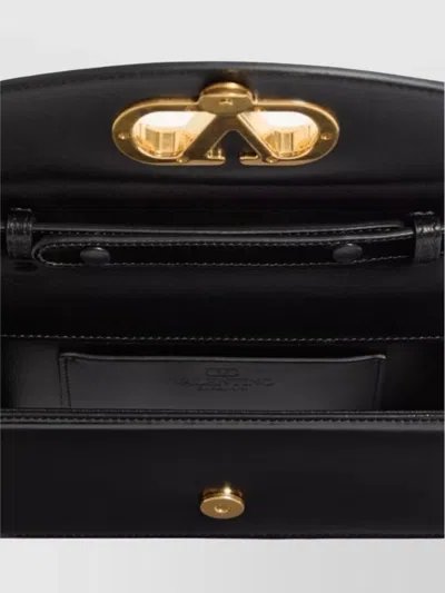 Valentino Garavani Vain Small Vlogo Leather Clutch Bag In Black