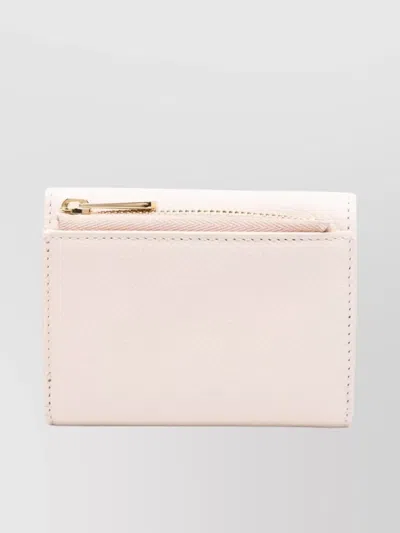 Ferragamo Trifold Wallet Gancini Leather Gold-tone In Pink