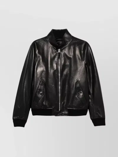 Tom Ford Lambskin Leather Jacket With Minimalistic Design In Black