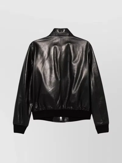 Tom Ford Lambskin Leather Jacket With Minimalistic Design In Black
