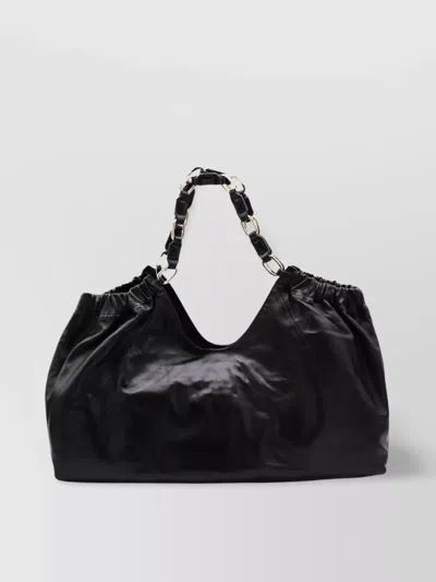 Anine Bing Chain Strap Ruched Detailing Soft Texture Tote