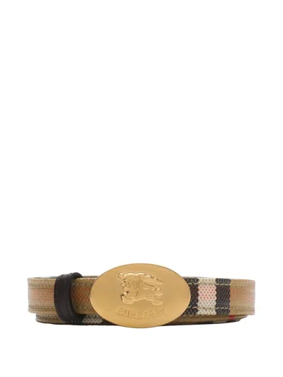 Burberry Leather Ekd Stamp Reversible Belt In Multi