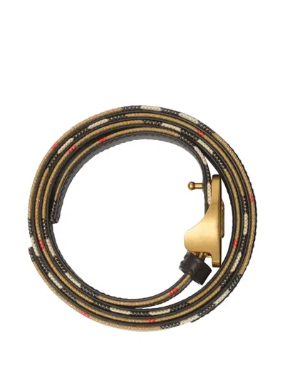 Burberry Leather Ekd Stamp Reversible Belt In Multi