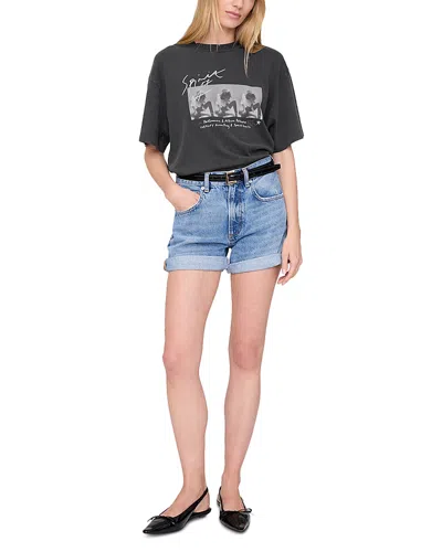 Anine Bing Womens Washed Black Ashton Graphic-print Cotton-jersey T-shirt In Gray