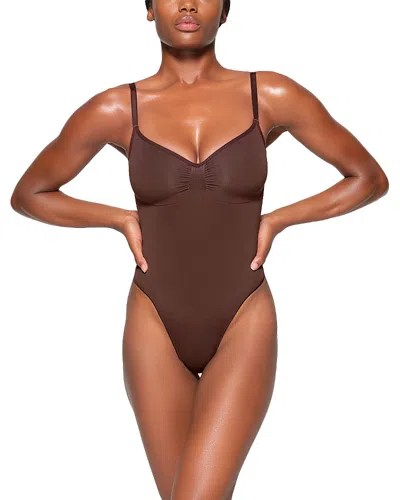 Skims Womens Scoop-neck Underwired Stretch-woven Body Cocoa Xxxl