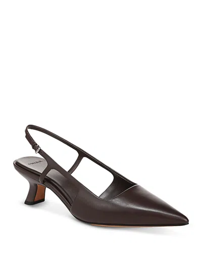 Vince Bianca Leather Kitten Slingback Pumps