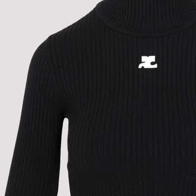Courrèges Mockneck Rib Knit Sweater
