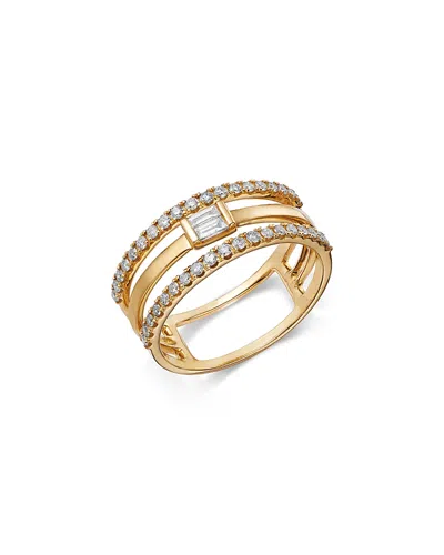 Bloomingdale's Fine Collection Diamond Round & Emerald Cut Triple Row Ring In 14k Yellow Gold, 0.45 Ct. T. W.