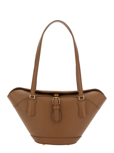Dolce & Gabbana Brown Shoulder Bag With Two Top Handles And Buckle Closure On The Front In Brown