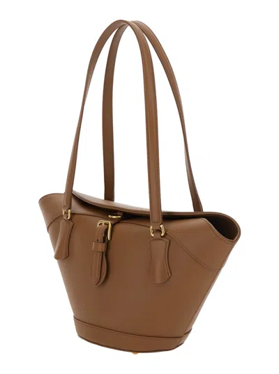 Dolce & Gabbana Brown Shoulder Bag With Two Top Handles And Buckle Closure On The Front In Brown