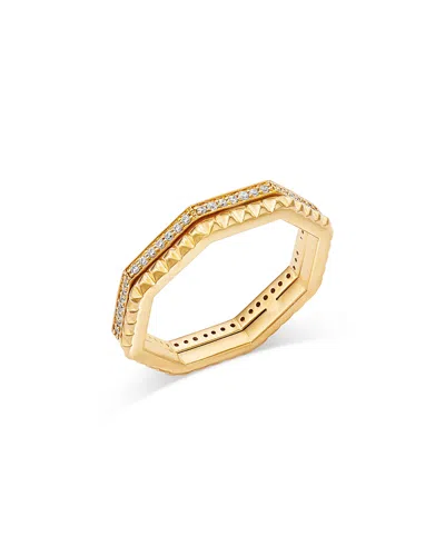Bloomingdale's Fine Collection Diamond Double Row Octagon Ring In 14k Yellow Gold, 0.2 Ct. T. W.