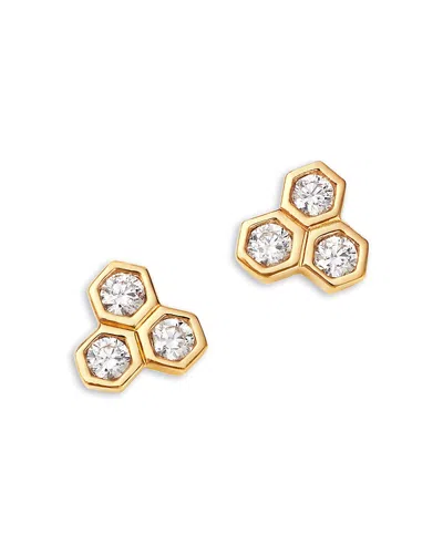 Bloomingdale's Fine Collection Diamond Hexagon Trio Bezel Stud Earrings In 14k Yellow Gold, 0.5 Ct. T. W.