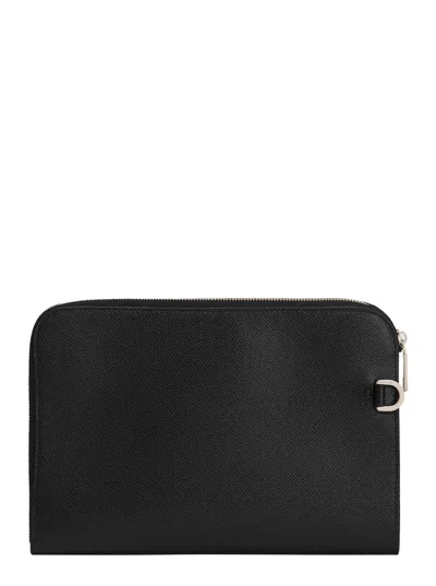 Dolce & Gabbana Black Clutch With Removable Wrist Strap And Logo Plaque On The Front In Black