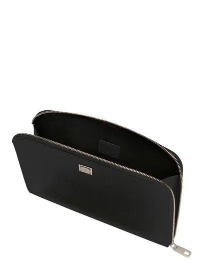 Dolce & Gabbana Black Clutch With Removable Wrist Strap And Logo Plaque On The Front In Black