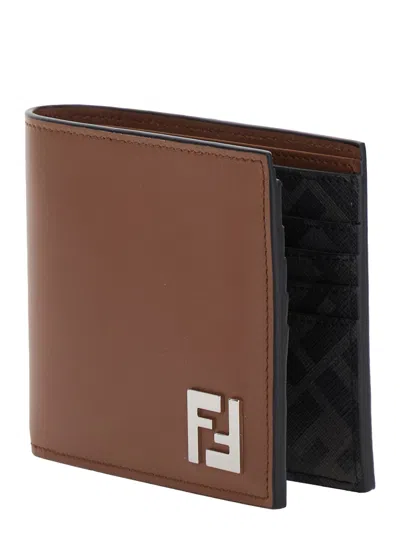 Fendi Leather And Ff Canvas Compact Bi-fold Wallet