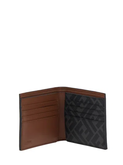 Fendi Leather And Ff Canvas Compact Bi-fold Wallet