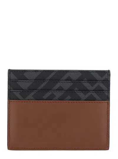 Fendi Portacarte Multicolor In Pelle E Tela Uomo In Brown