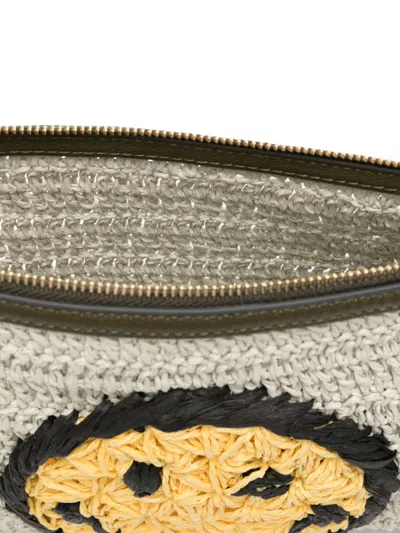 Anya Hindmarch Crochet Smiley-logo Clutch Bag In Neutral