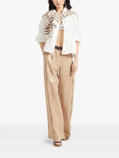 Brunello Cucinelli Sequin-embellished Striped Cotton-blend Sweater In Pattern