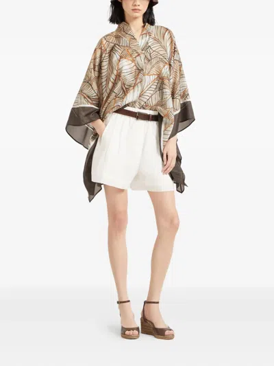 Brunello Cucinelli Elastic Waist Pleated Shorts With Back Pockets