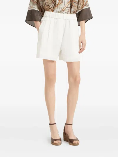 Brunello Cucinelli Elastic Waist Pleated Shorts With Back Pockets