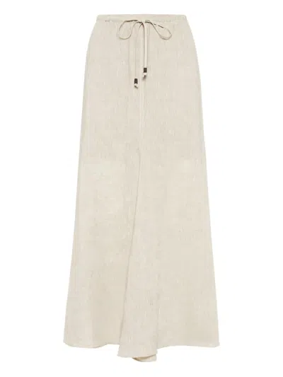 Brunello Cucinelli Linen Drawstring Maxi Skirt