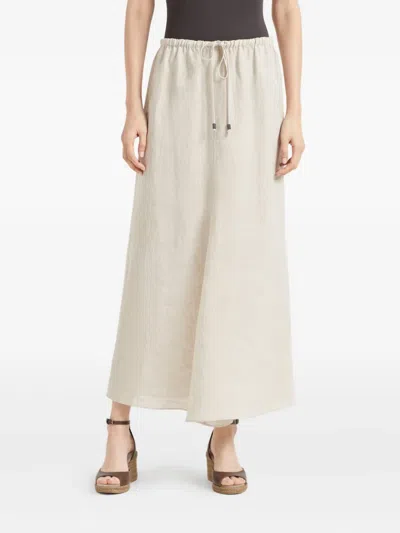 Brunello Cucinelli Linen Drawstring Maxi Skirt