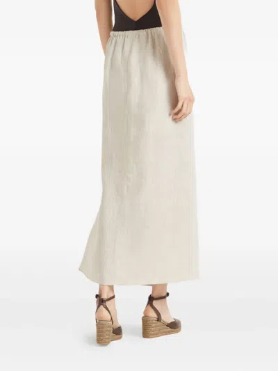 Brunello Cucinelli Linen Drawstring Maxi Skirt