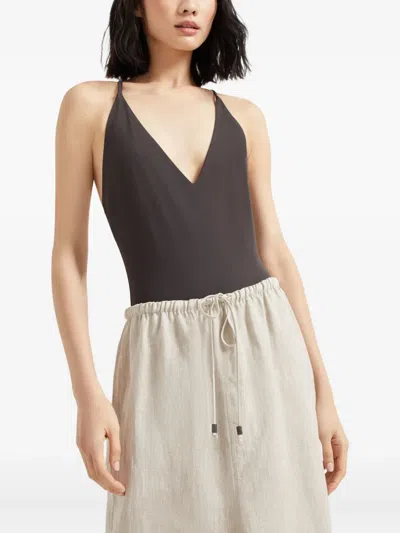 Brunello Cucinelli Linen Drawstring Maxi Skirt