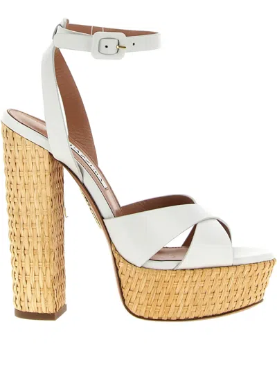 Aquazzura White Ankle Strap Heels