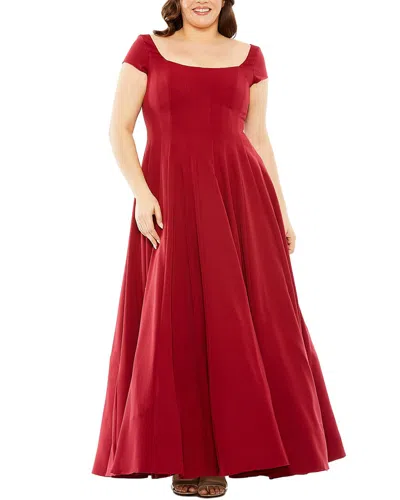 Mac Duggal Structured Ball Gown With Square Neck And Cap Sleeves