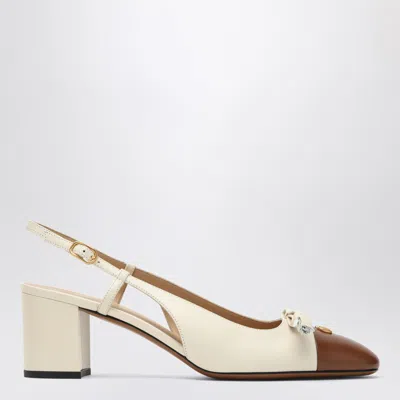 Valentino Leather Valet Du Roi Slingback Heels 60 In Nude