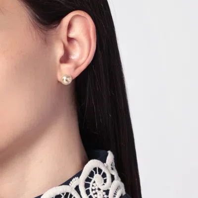 Valentino Garavani Golden Pearl Earrings With Signature Vlogo In White