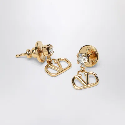 Valentino Gold Vlogo Signature Earrings With Silver Swarovski