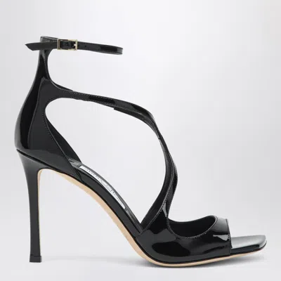 Jimmy Choo Womens Black Azia 110 Strappy Patent Leather Sandals