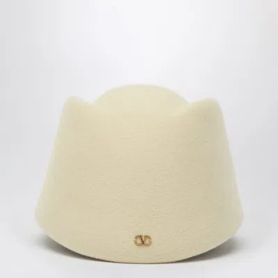 Valentino Garavani Vlogo Signature Hat In Cream Colour In White