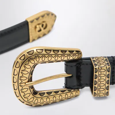 Valentino Black Vlogo Signature Brushed Calfskin Belt In Black