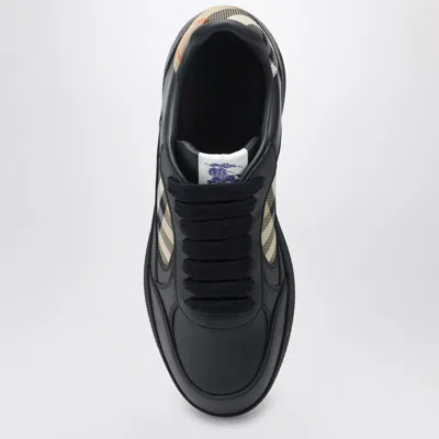 Burberry Indigo Blue Leather And Check Sneaker Terrace
