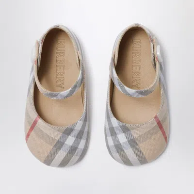 Burberry Check Motif Mary Jane Ballet Flats In Cotton In Multi