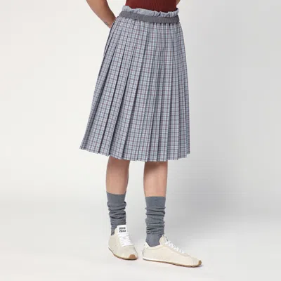 Miu Miu Pleated Check Midi Skirt