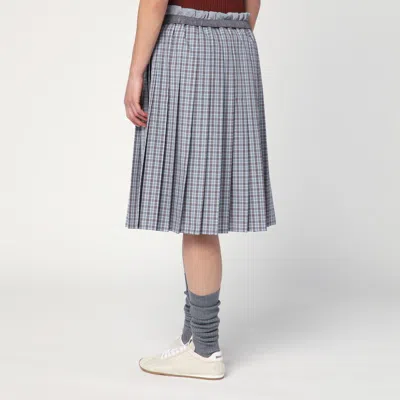 Miu Miu Pleated Check Midi Skirt