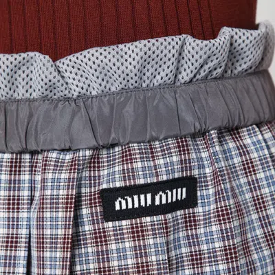 Miu Miu Pleated Check Midi Skirt