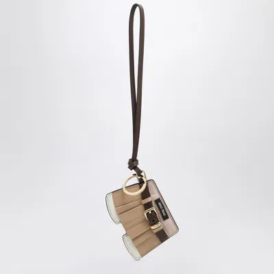 Miu Miu Lamb Leather Mini Skirt Keychain In Orange