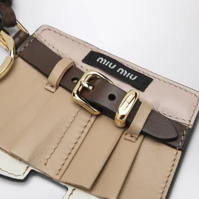 Miu Miu Lamb Leather Mini Skirt Keychain In Orange