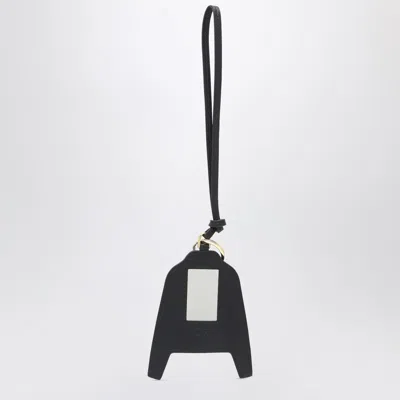 Miu Miu Leather Keyring With Button And Strap Handle In Black